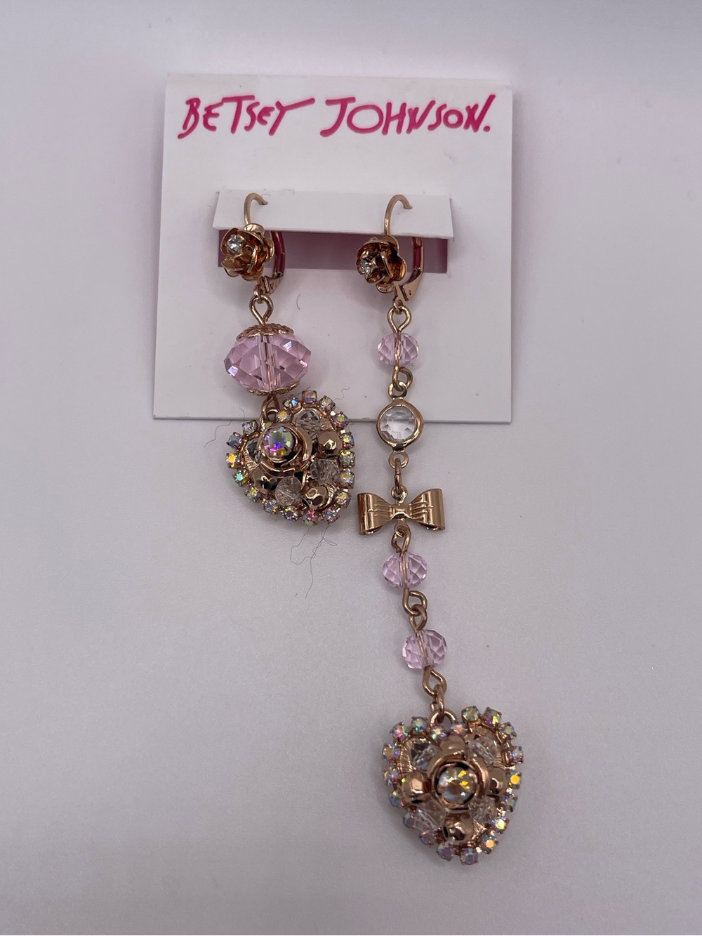 Betsey Johnson Hearts and Flowers Mismatched Earrings Feminine Romantic